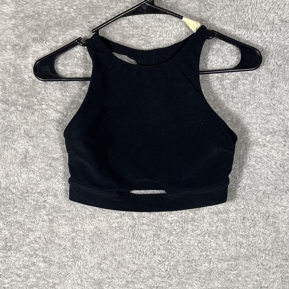 Abercrombie & Fitch Cropped Athletic Tank Top Womens Small Black Round Neck